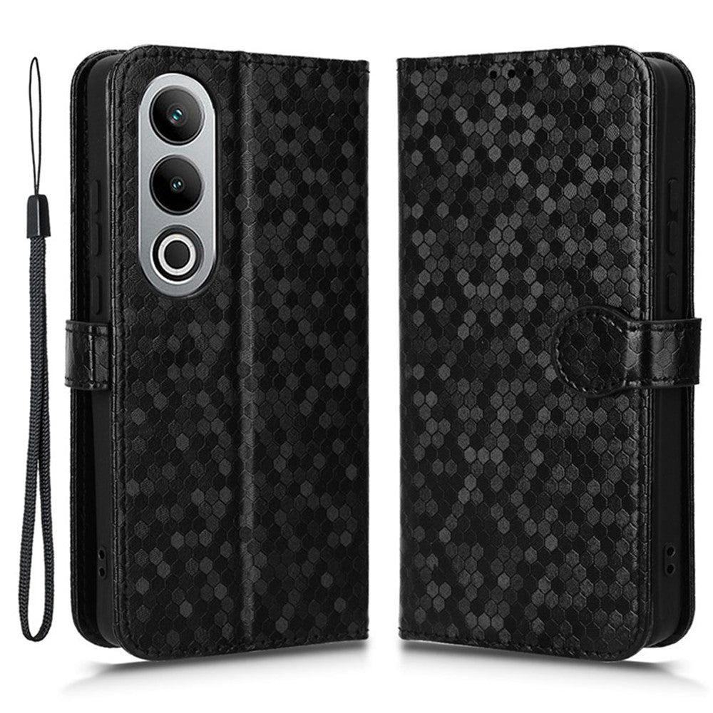 OnePlus Nord CE4 5G / Oppo K12 Läderfodral Prickmönster Korthållare Stativ mobilskydd