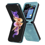 For Samsung Galaxy Z Flip7 FE 5G / Z Flip6 5G / Z Flip5 5G Case Grid Pattern Imprint Leather Shockproof Phone Cover