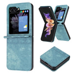 For Samsung Galaxy Z Flip7 FE 5G / Z Flip6 5G / Z Flip5 5G Case Grid Pattern Imprint Leather Shockproof Phone Cover