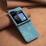 For Samsung Galaxy Z Flip7 FE 5G / Z Flip6 5G / Z Flip5 5G Case Grid Pattern Imprint Leather Shockproof Phone Cover