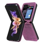 For Samsung Galaxy Z Flip7 FE 5G / Z Flip6 5G / Z Flip5 5G Case Grid Pattern Imprint Leather Shockproof Phone Cover