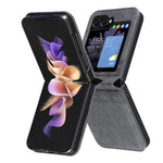 For Samsung Galaxy Z Flip7 FE 5G / Z Flip6 5G / Z Flip5 5G Case Grid Pattern Imprint Leather Shockproof Phone Cover