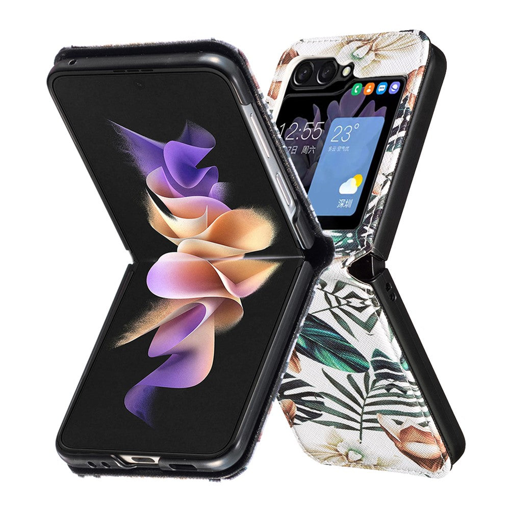 For Samsung Galaxy Z Flip7 FE 5G / Z Flip6 5G / Z Flip5 5G Case Pattern Print PU Leather Phone Shell