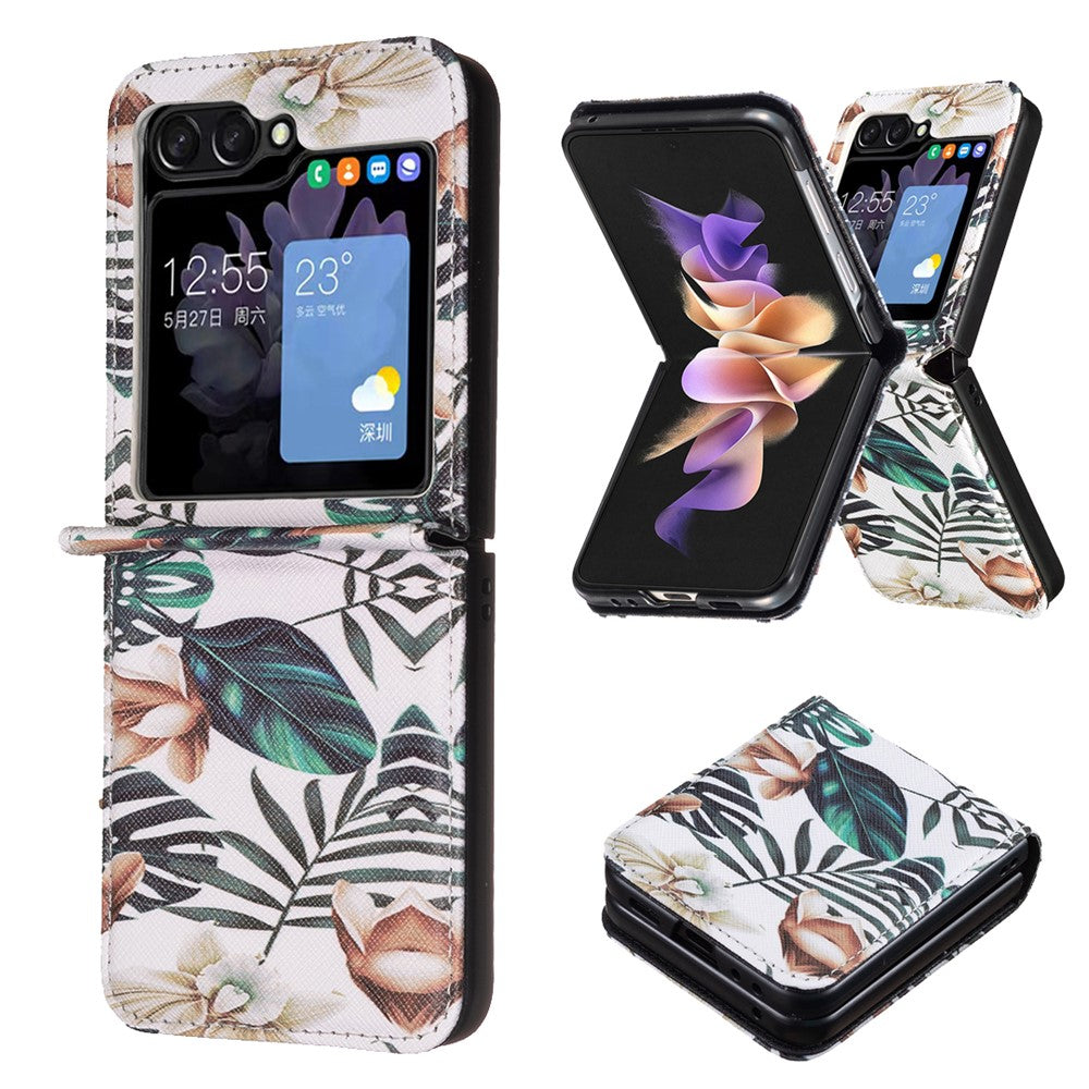 For Samsung Galaxy Z Flip7 FE 5G / Z Flip6 5G / Z Flip5 5G Case Pattern Print PU Leather Phone Shell