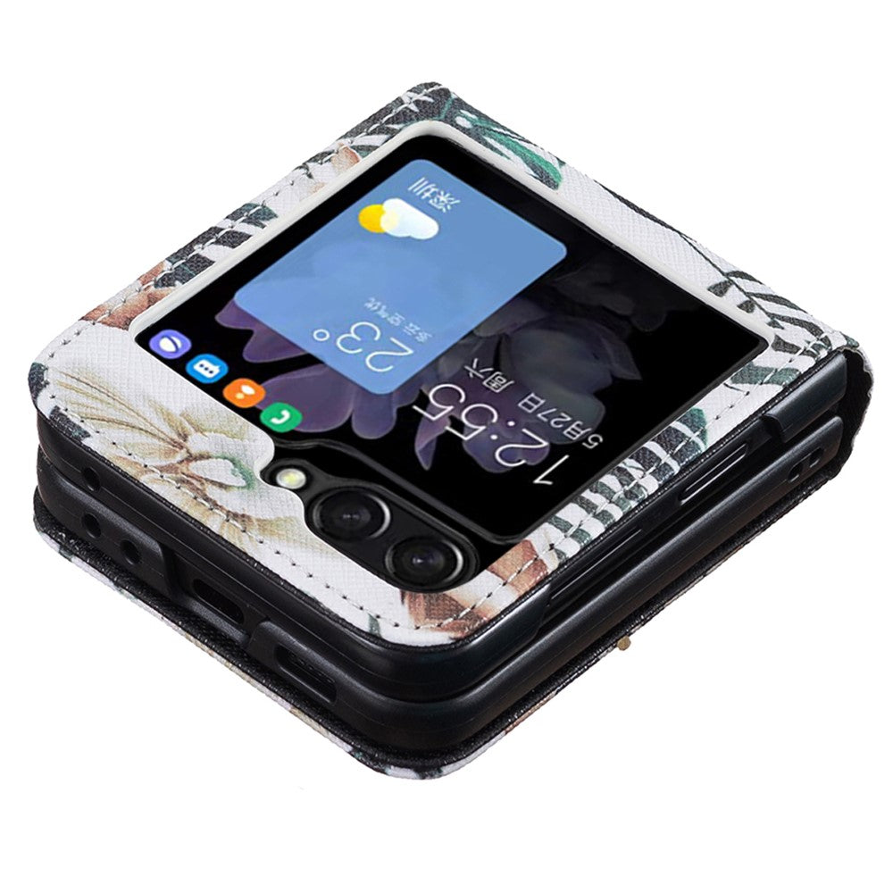 For Samsung Galaxy Z Flip7 FE 5G / Z Flip6 5G / Z Flip5 5G Case Pattern Print PU Leather Phone Shell