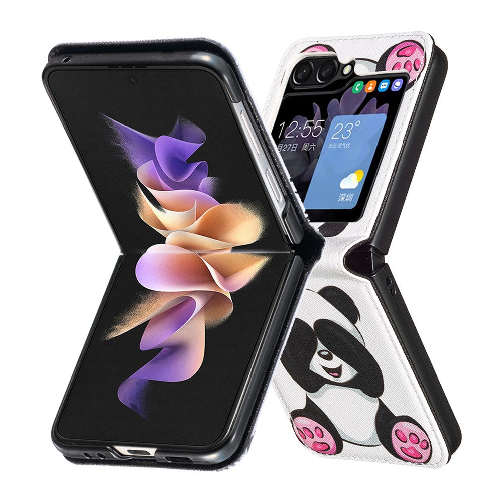 For Samsung Galaxy Z Flip7 FE 5G / Z Flip6 5G / Z Flip5 5G Case Pattern Print PU Leather Phone Shell