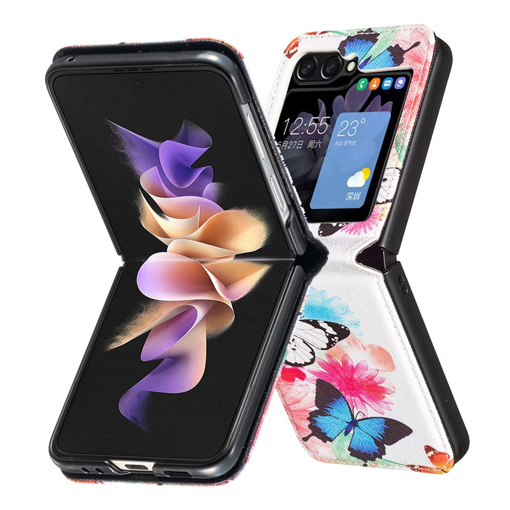 For Samsung Galaxy Z Flip7 FE 5G / Z Flip6 5G / Z Flip5 5G Case Pattern Print PU Leather Phone Shell