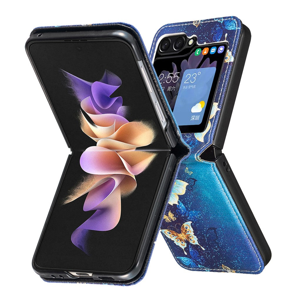 For Samsung Galaxy Z Flip7 FE 5G / Z Flip6 5G / Z Flip5 5G Case Pattern Print PU Leather Phone Shell