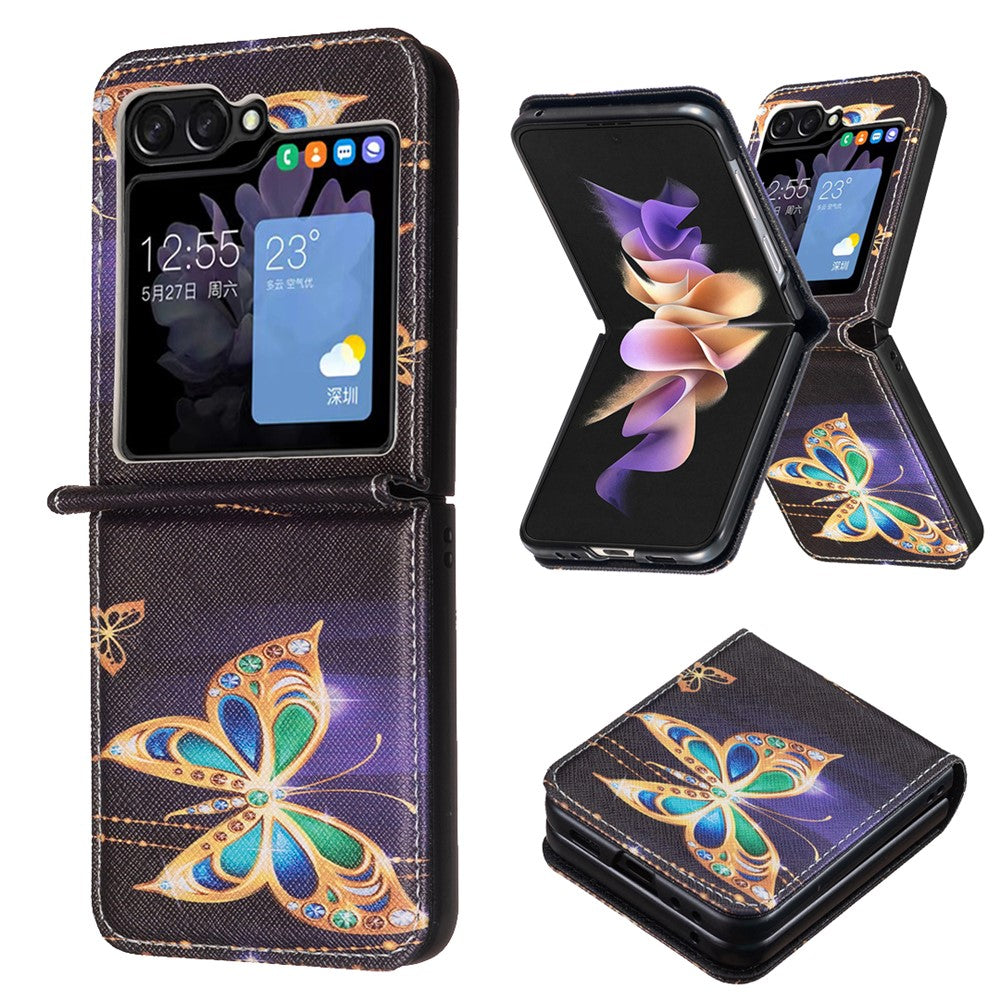 For Samsung Galaxy Z Flip7 FE 5G / Z Flip6 5G / Z Flip5 5G Case Pattern Print PU Leather Phone Shell