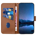 YX0070 For Xiaomi Redmi Note 13 4G PU Leather Phone Case Carbon Fiber Texture Stand Phone Cover