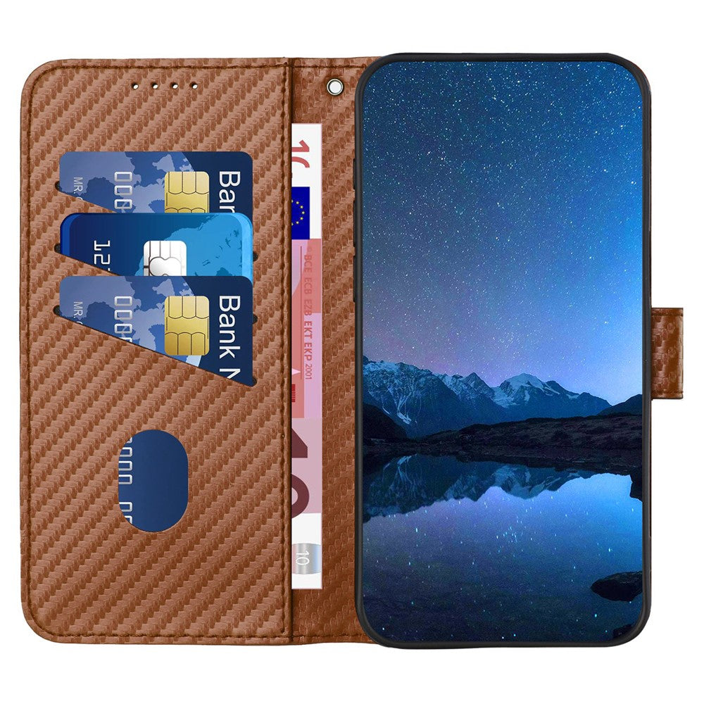 YX0070 For Xiaomi Redmi Note 13 4G PU Leather Phone Case Carbon Fiber Texture Stand Phone Cover