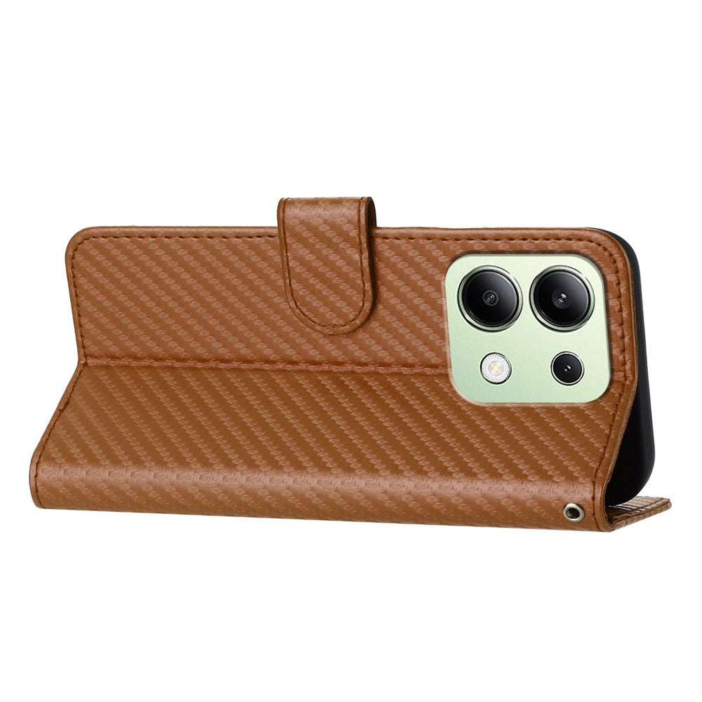 YX0070 For Xiaomi Redmi Note 13 4G PU Leather Phone Case Carbon Fiber Texture Stand Phone Cover