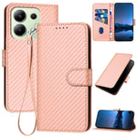 YX0070 For Xiaomi Redmi Note 13 4G PU Leather Phone Case Carbon Fiber Texture Stand Phone Cover
