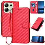 YX0070 For Xiaomi Redmi Note 13 4G PU Leather Phone Case Carbon Fiber Texture Stand Phone Cover