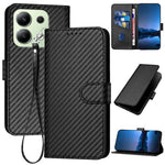 YX0070 For Xiaomi Redmi Note 13 4G PU Leather Phone Case Carbon Fiber Texture Stand Phone Cover