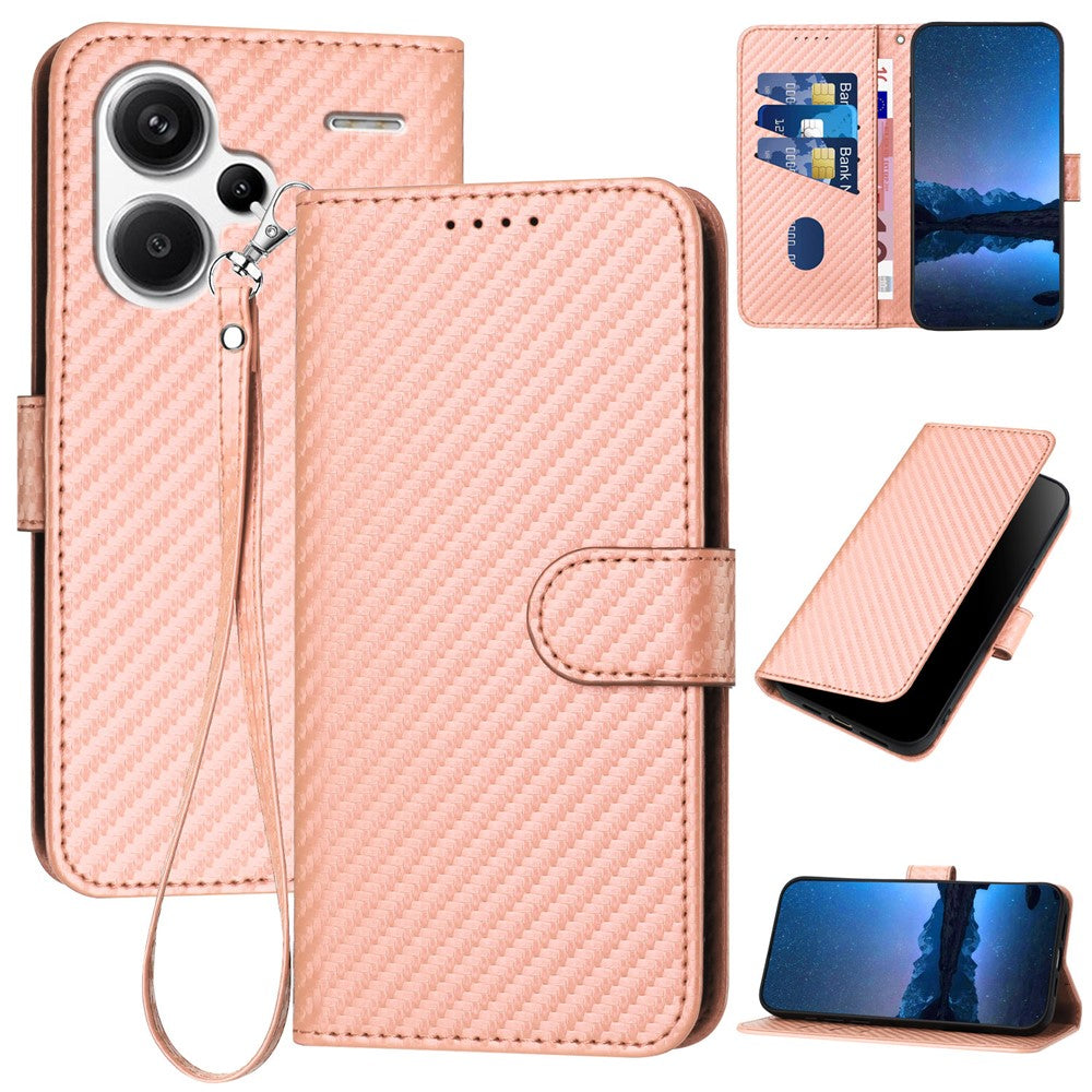 YX0070 For Xiaomi Redmi Note 13 Pro+ 5G Case Carbon Fiber Texture Well-Protected Leather Phone Cover