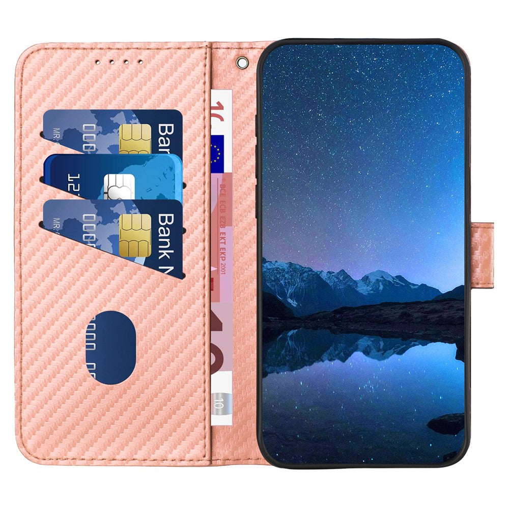 YX0070 For Xiaomi Redmi Note 13 Pro+ 5G Case Carbon Fiber Texture Well-Protected Leather Phone Cover