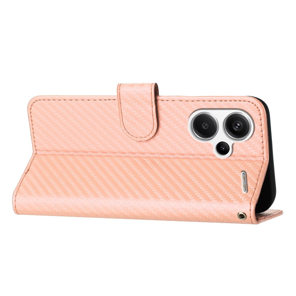 YX0070 For Xiaomi Redmi Note 13 Pro+ 5G Case Carbon Fiber Texture Well-Protected Leather Phone Cover