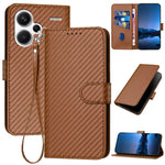 YX0070 For Xiaomi Redmi Note 13 Pro+ 5G Case Carbon Fiber Texture Well-Protected Leather Phone Cover
