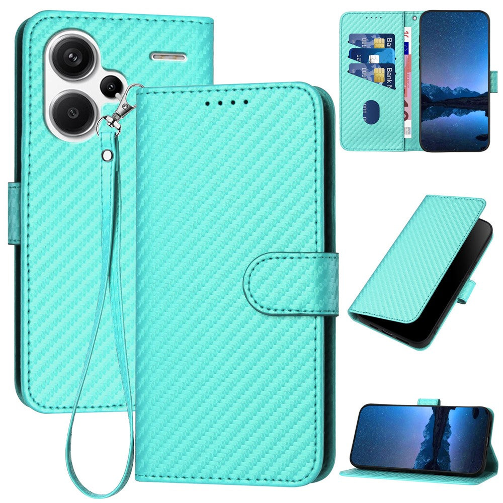 YX0070 För Xiaomi Redmi Note 13 Pro+ 5G Skal Kolfiberstruktur Välskyddat Läderfodral för mobil