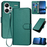 YX0070 For Xiaomi Redmi Note 13 Pro+ 5G Case Carbon Fiber Texture Well-Protected Leather Phone Cover