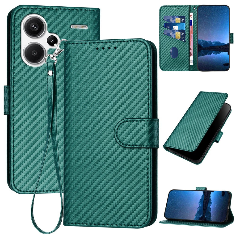 YX0070 For Xiaomi Redmi Note 13 Pro+ 5G Case Carbon Fiber Texture Well-Protected Leather Phone Cover