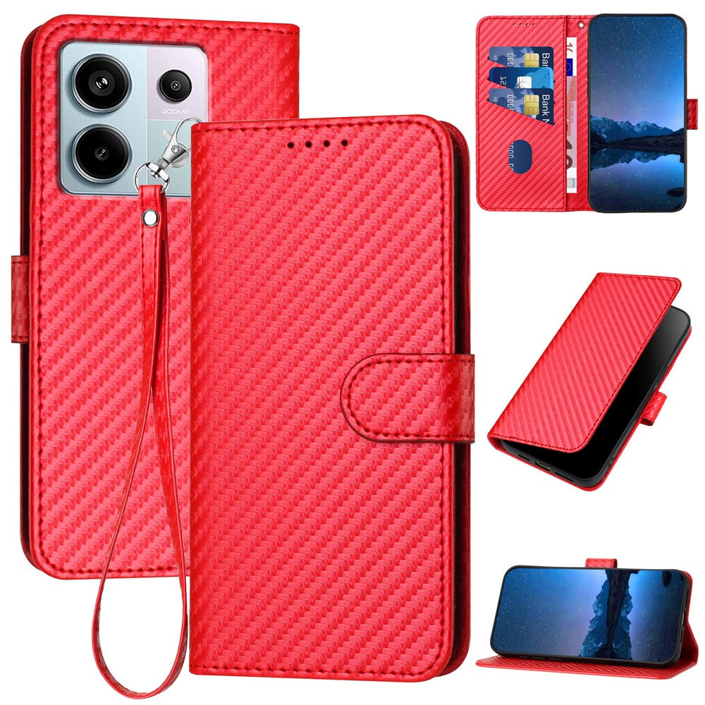 YX0070 For Xiaomi Redmi Note 13 Pro 5G / Poco X6 5G Case Carbon Fiber Texture Leather Wallet Stand Phone Cover
