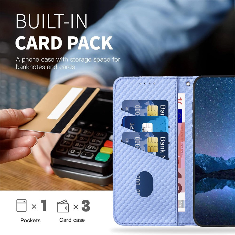 YX0070 For Xiaomi Redmi Note 13 5G Case TPU+PU Leather Phone Protective Shell Carbon Fiber Texture