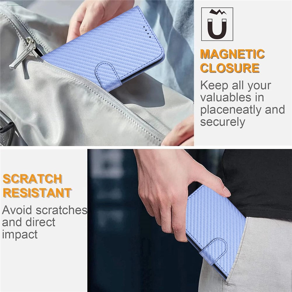 YX0070 For Xiaomi Redmi Note 13 5G Case TPU+PU Leather Phone Protective Shell Carbon Fiber Texture
