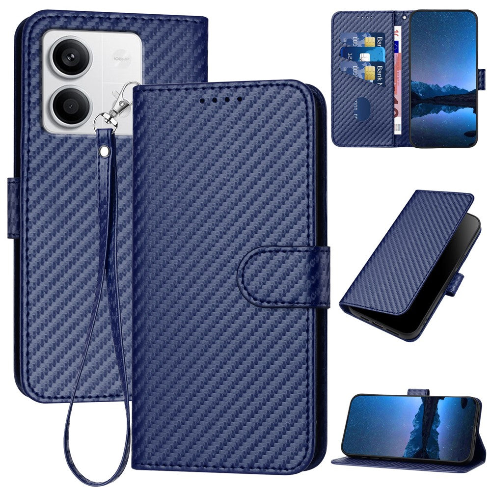 YX0070 For Xiaomi Redmi Note 13 5G Case TPU+PU Leather Phone Protective Shell Carbon Fiber Texture