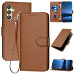 YX0070 För Samsung Galaxy A24 4G (162,1 x 77,6 x 8,3 mm) mobilskal Kolfiberstruktur Läder Plånboksfodral