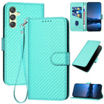 YX0070 För Samsung Galaxy A24 4G (162,1 x 77,6 x 8,3 mm) mobilskal Kolfiberstruktur Läder Plånboksfodral
