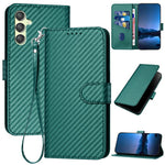 YX0070 För Samsung Galaxy A24 4G (162,1 x 77,6 x 8,3 mm) mobilskal Kolfiberstruktur Läder Plånboksfodral