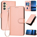 YX0070 För Samsung Galaxy A24 4G (162,1 x 77,6 x 8,3 mm) mobilskal Kolfiberstruktur Läder Plånboksfodral