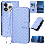 YX0070 For iPhone 15 Pro Multifunction Wallet Phone Case Carbon Fiber Texture PU Leather Phone Stand Cover