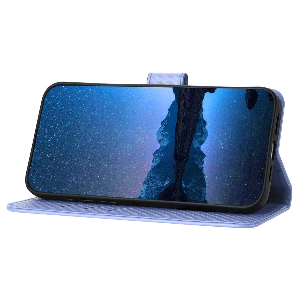 YX0070 For iPhone 15 Pro Multifunction Wallet Phone Case Carbon Fiber Texture PU Leather Phone Stand Cover