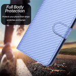 YX0070 Til iPhone 15 Pro Max Wallet Case Carbon Fiber Tekstur Læder Telefoncover