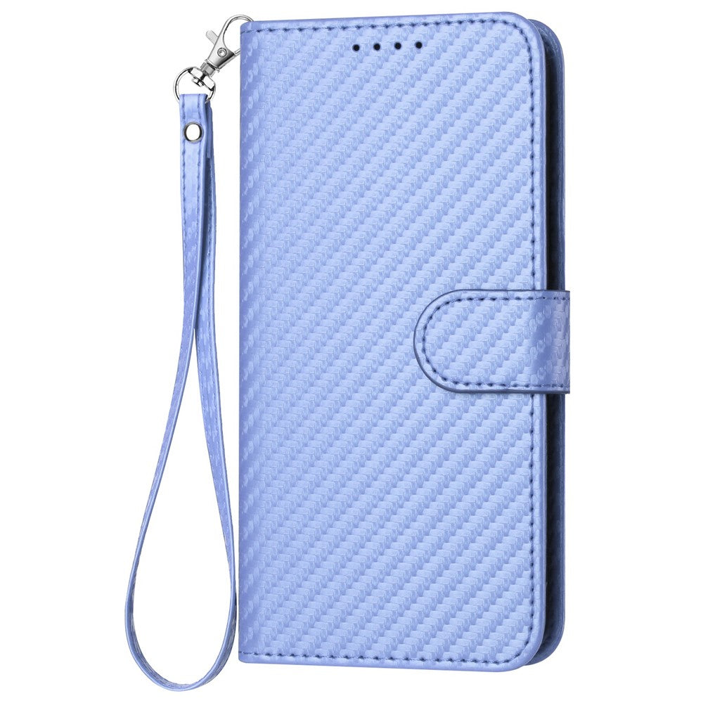 YX0070 Til iPhone 15 Pro Max Wallet Case Carbon Fiber Tekstur Læder Telefoncover