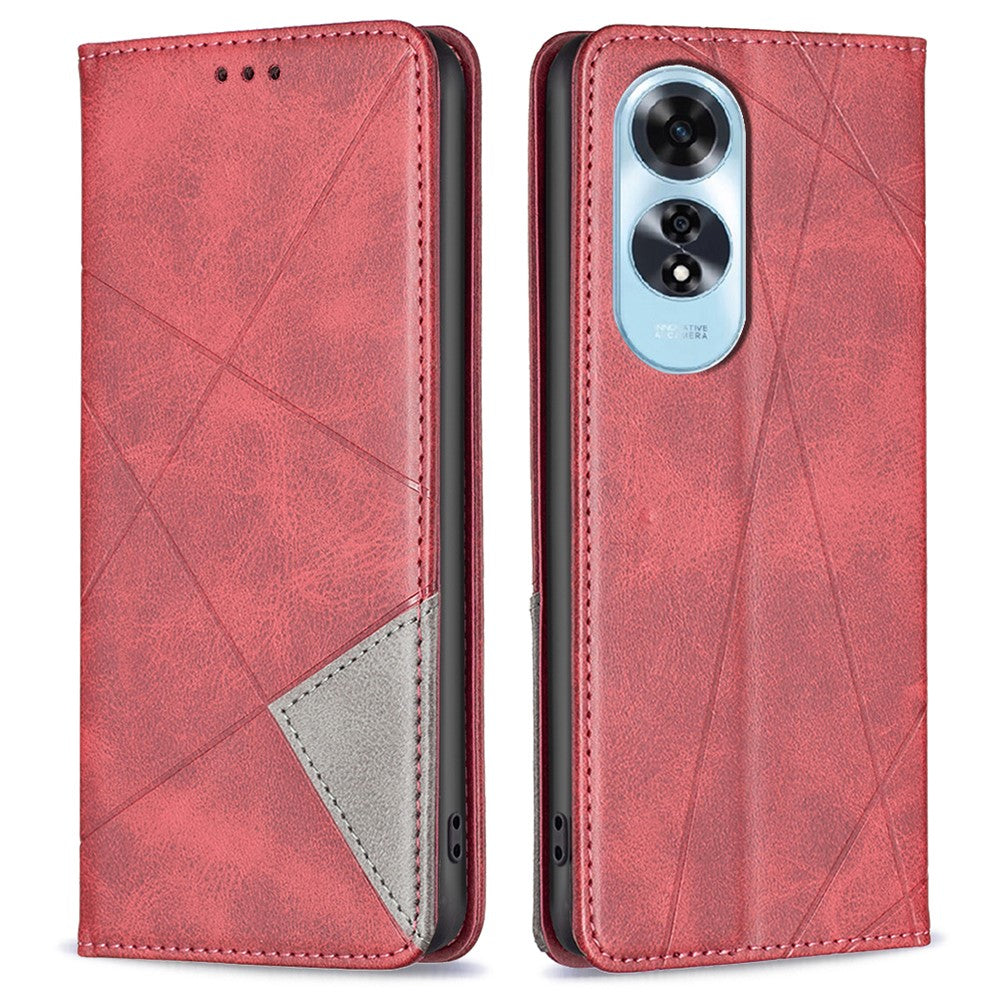 For Oppo A60 4G Case Shockproof PU Leather Rhombus Phone Cover with Card Slots