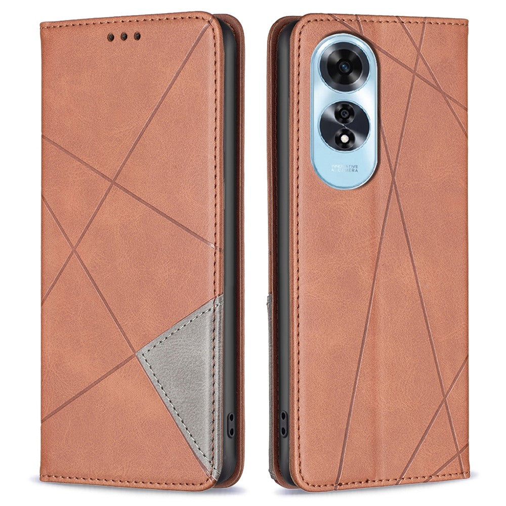 For Oppo A60 4G Case Shockproof PU Leather Rhombus Phone Cover with Card Slots