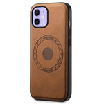DENIOR A11 For iPhone 12 / 12 Pro Magnetic Case Retro PU+PC+TPU Shockproof Phone Cover