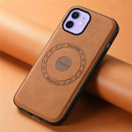 DENIOR A11 For iPhone 12 / 12 Pro Magnetic Case Retro PU+PC+TPU Shockproof Phone Cover