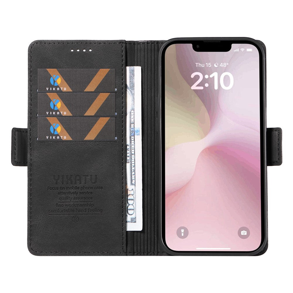 YIKATU YK-005 For iPhone 17e / 16e Case Skin-Touch Leather Stand Card Slots Phone Cover