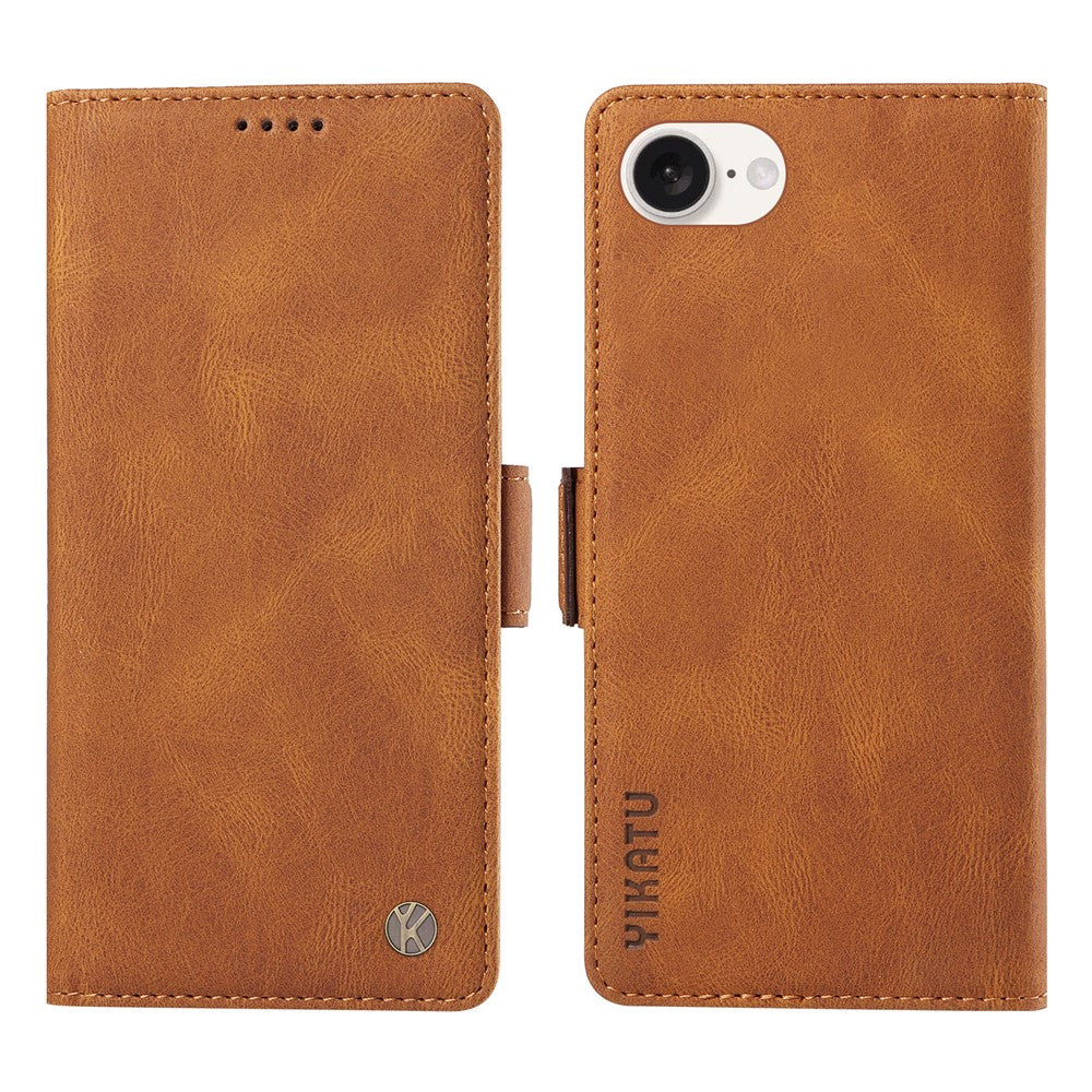 YIKATU YK-005 For iPhone 17e / 16e Case Skin-Touch Leather Stand Card Slots Phone Cover