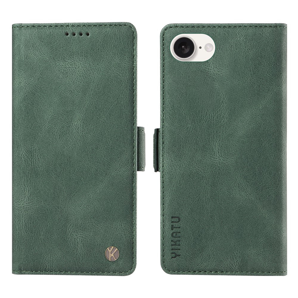 YIKATU YK-005 For iPhone 17e / 16e Case Skin-Touch Leather Stand Card Slots Phone Cover