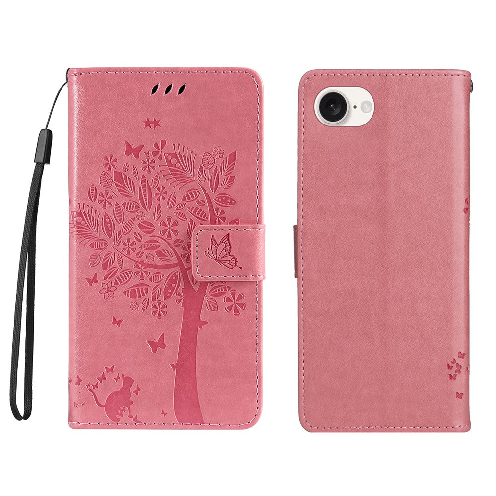For iPhone 17th / 16th Phone Case with Stand Cat Tree Pattern Leather Wallet Mobile Cover