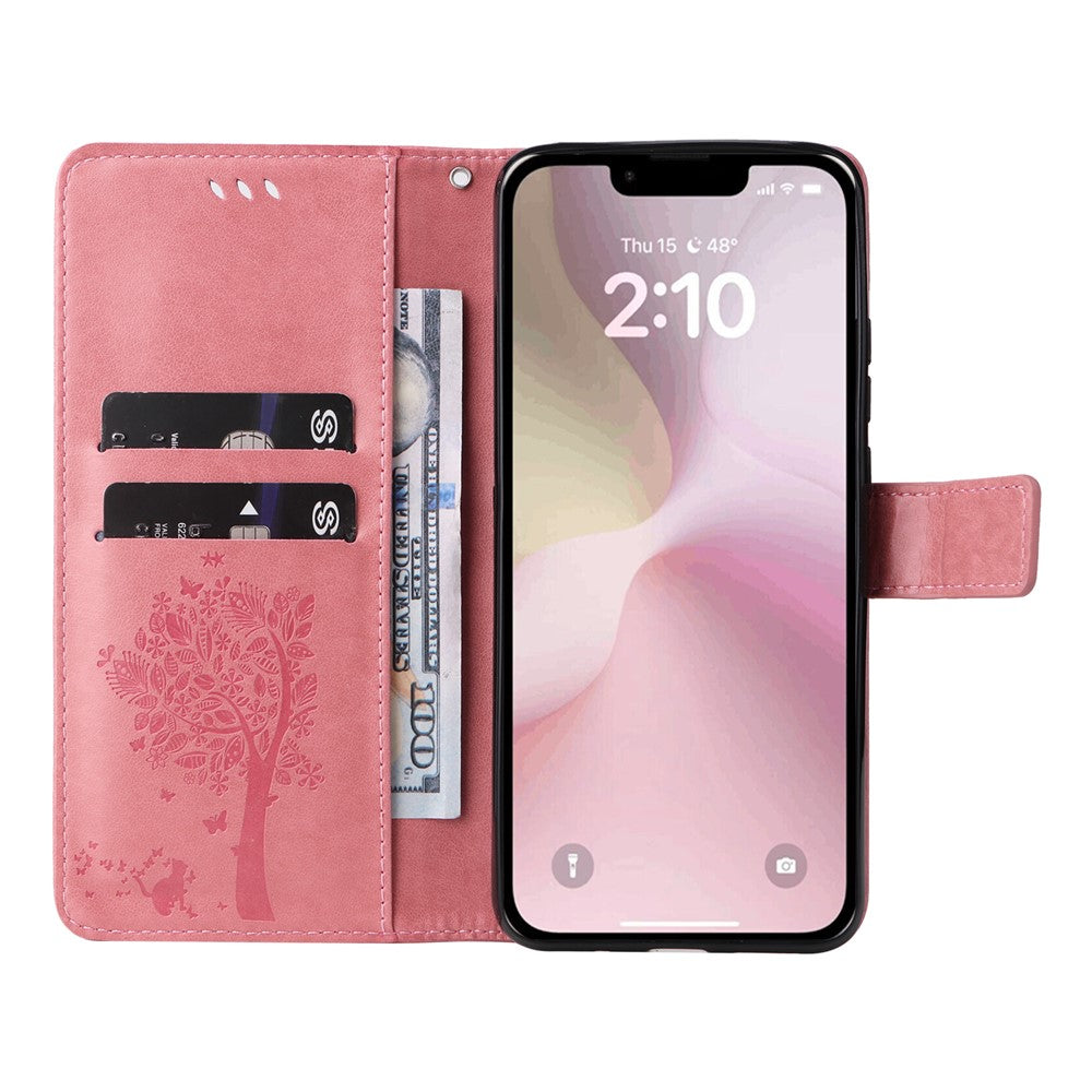For iPhone 17th / 16th Phone Case with Stand Cat Tree Pattern Leather Wallet Mobile Cover