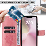 For iPhone 17th / 16th Phone Case with Stand Cat Tree Pattern Leather Wallet Mobile Cover