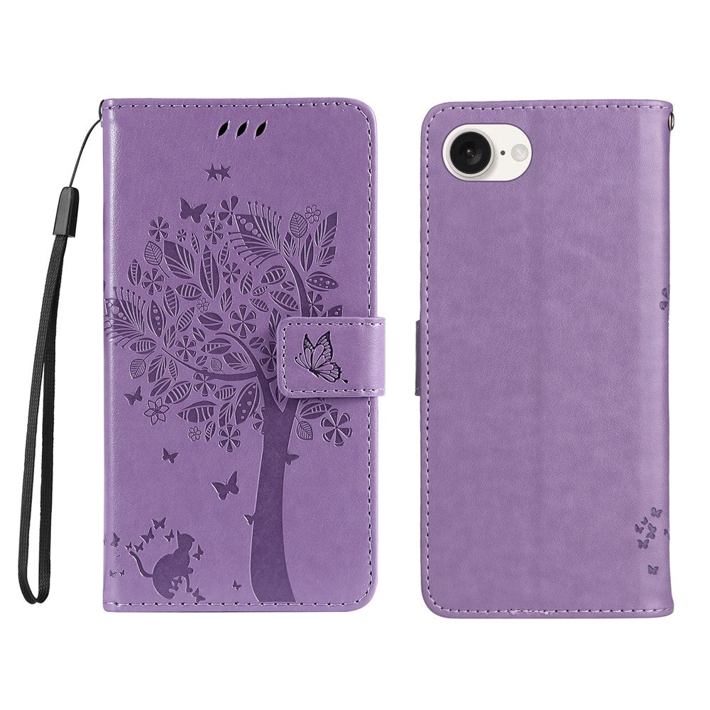 For iPhone 17th / 16th Phone Case with Stand Cat Tree Pattern Leather Wallet Mobile Cover