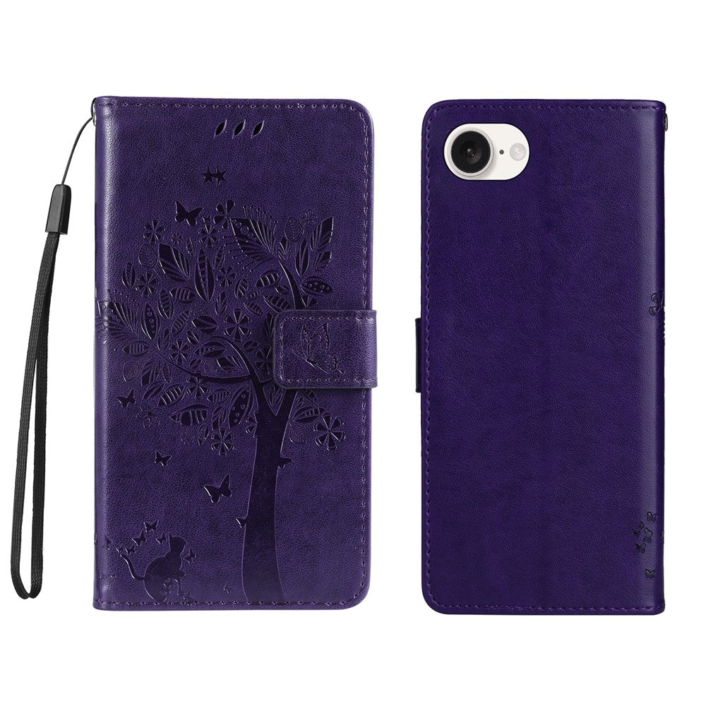 For iPhone 17th / 16th Phone Case with Stand Cat Tree Pattern Leather Wallet Mobile Cover